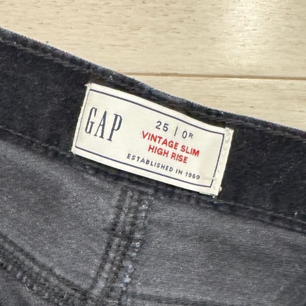 GAP Navy Blue Straight Leg Velvet Pants - Picture 3 of 5